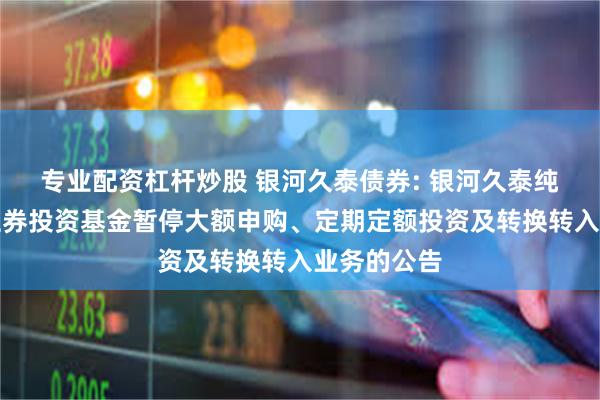 专业配资杠杆炒股 银河久泰债券: 银河久泰纯债债券型证券投资基金暂停大额申购、定期定额投资及转换转入业务的公告