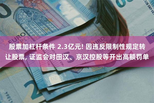 股票加杠杆条件 2.3亿元! 因违反限制性规定转让股票, 证监会对田汉、京汉控股等开出高额罚单