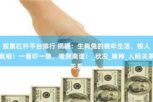 股票杠杆平台排行 揭晓：生肖兔的晚年生活，惊人真相！一看吓一跳，准到离谱！_状况_精神_人际关系